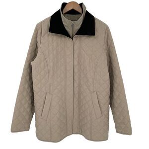 Nautica Quilted Coat Pockets Soft‎ Warm Women XL Tan Black